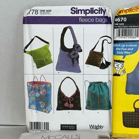 Lot 4 Craft Patterns Purses New Simplicity And Others Pillows Table Cloth Napkin - Picture 2 of 9